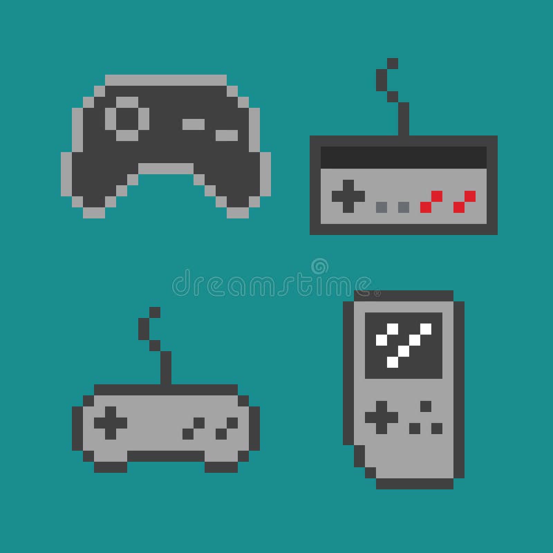 Vector pixel art illustratie - eenvoudige gamepads royalty-vrije illustratie