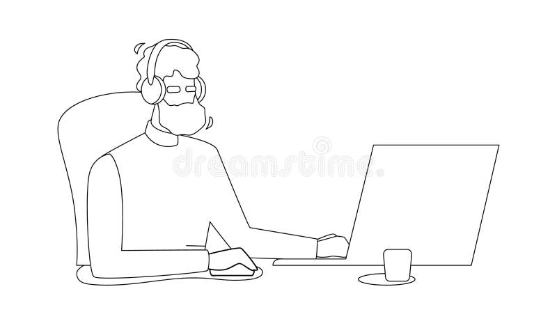 De vectorillustratie van de mancoderontwikkeling programmeringscomputer stock illustratie