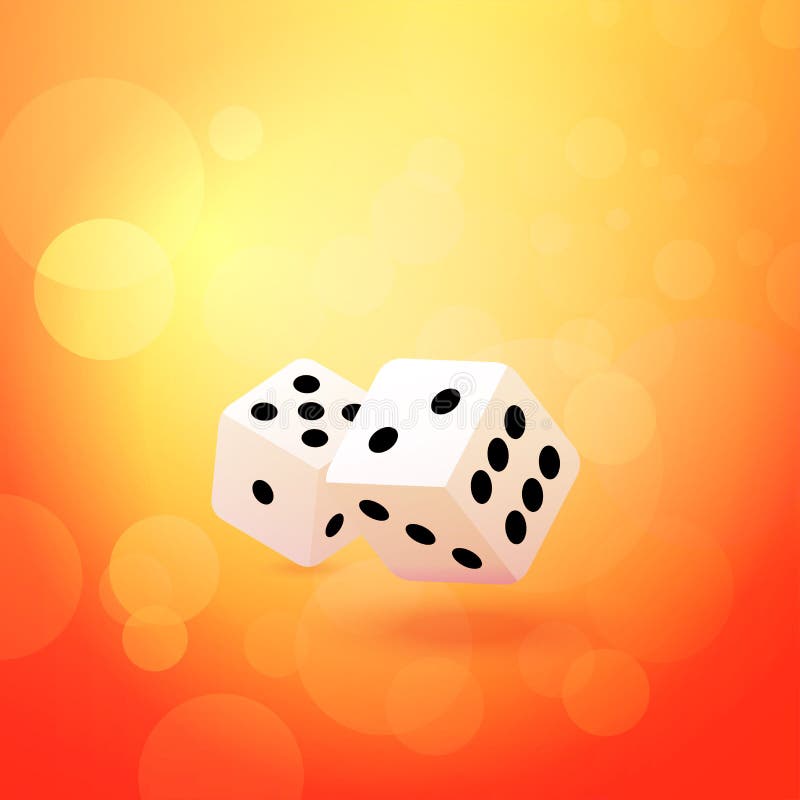 De vectorillustraties van het werpen dobbelen op mooie oranje achtergrond - Illustratie van hartstocht aan Gokken en Enthousiasme stock illustratie De vectorillustraties van het werpen dobbelen op mooie oranje achtergrond - Illustratie van hartstocht aan Gokken en Enthousiasme stock illustratie