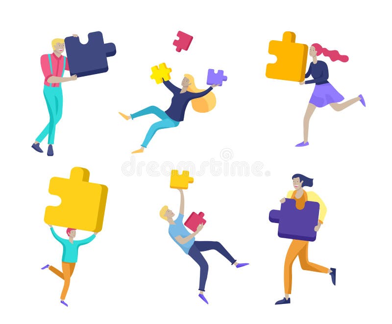 De vectorkarakter bedrijfsmensen met infographic van raadsel hebben oplossing Doel het denken Samenwerking door te cre?ren groep stock illustratie De vectorkarakter bedrijfsmensen met infographic van raadsel hebben oplossing Doel het denken Samenwerking door te cre?ren groep stock illustratie