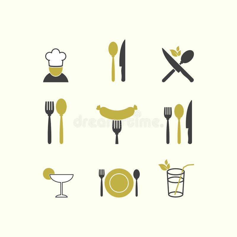 De vectorkeuken van het het pictogrammenu van het restaurantvoedsel