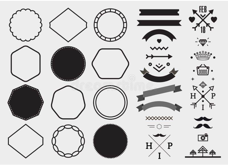 De vectorreeks van het ontwerpmalplaatje, inzameling voor het maken van kenteken, embleem, zegel