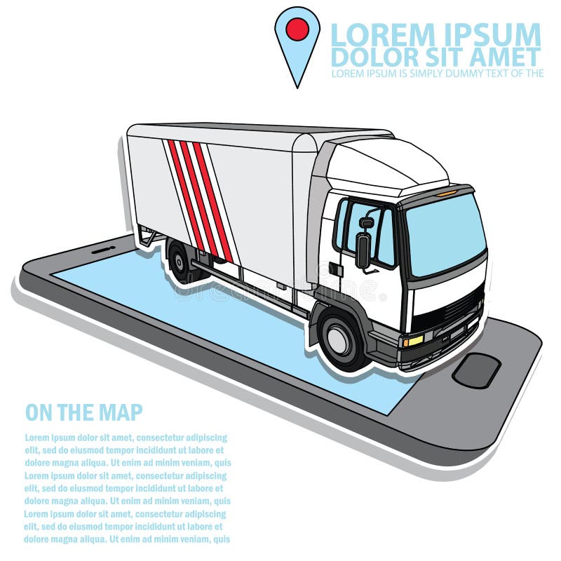 De vectorvrachtwagen van de leveringslading in vervoerzaken stock illustratie De vectorvrachtwagen van de leveringslading in vervoerzaken stock illustratie
