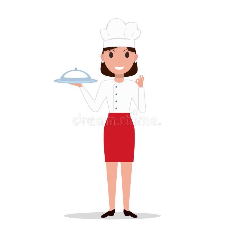 De vectorvrouw van de de chef-kokkok van het illustratiebeeldverhaal vector illustratie De vectorvrouw van de de chef-kokkok van het illustratiebeeldverhaal vector illustratie