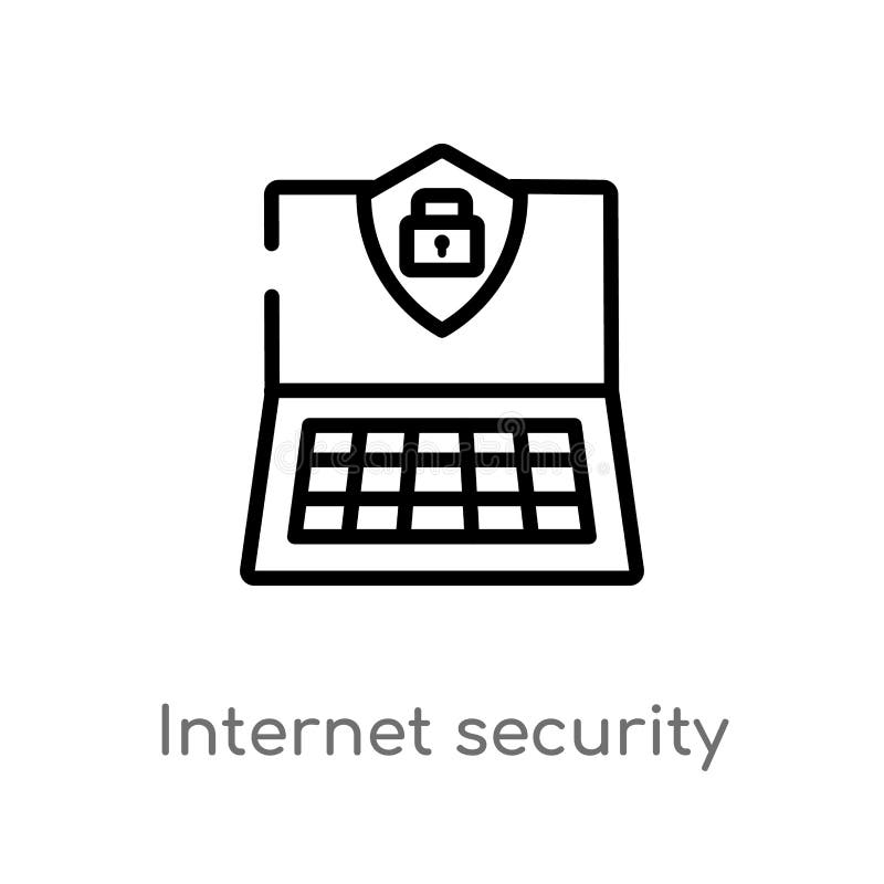 de veiligheids vectorpictogram van overzichtsinternet de geïsoleerde zwarte eenvoudige illustratie van het lijnelement van uitein stock illustratie de veiligheids vectorpictogram van overzichtsinternet de geïsoleerde zwarte eenvoudige illustratie van het lijnelement van uitein stock illustratie