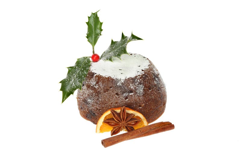 De verfraaide pudding van Kerstmis royalty-vrije stock afbeelding De verfraaide pudding van Kerstmis royalty-vrije stock afbeelding