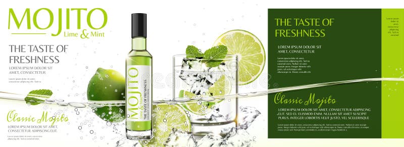 De verfrissende advertenties van de mojitobanner stock illustratie De verfrissende advertenties van de mojitobanner stock illustratie