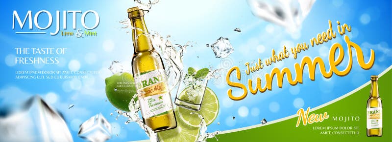 De verfrissende advertenties van de mojitobanner stock illustratie De verfrissende advertenties van de mojitobanner stock illustratie
