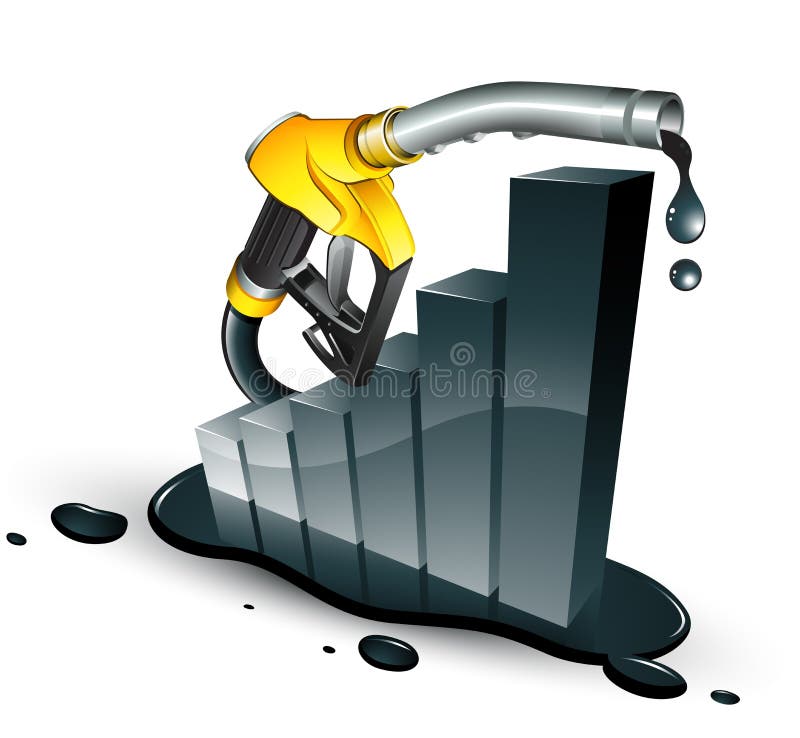 Petrol increase : bar graph and a fuel nozzle. Petrol increase : bar graph and a fuel nozzle
