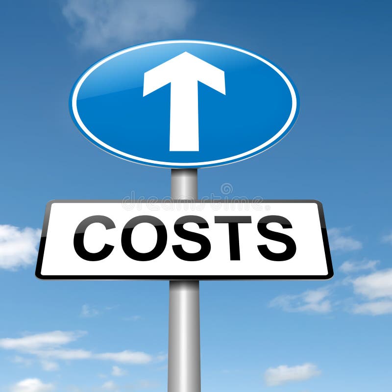 Illustration depicting a roadsign with a cost increase concept. Blue sky background. Illustration depicting a roadsign with a cost increase concept. Blue sky background.
