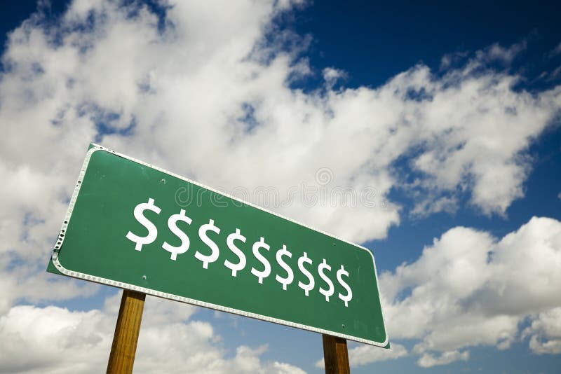 De Verkeersteken van de Tekens van de dollar stock foto's De Verkeersteken van de Tekens van de dollar stock foto's