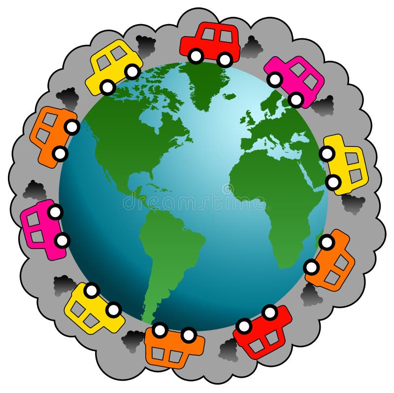 Cars and traffic polluting the planet. Cars and traffic polluting the planet