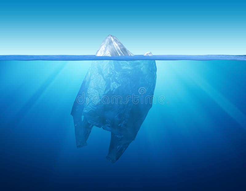 De verontreiniging van het plastic zakmilieu met ijsberg royalty-vrije stock afbeeldingen De verontreiniging van het plastic zakmilieu met ijsberg royalty-vrije stock afbeeldingen