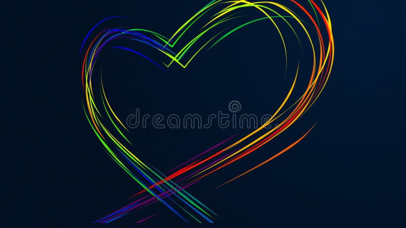 De verpakkende kleurrijke lijnen leiden tot een hartvorm Geanimeerde hartvorm, grafische motie