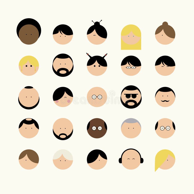 De verschillende soorten van pictogrammengezichten mensen vector illustratie De verschillende soorten van pictogrammengezichten mensen vector illustratie