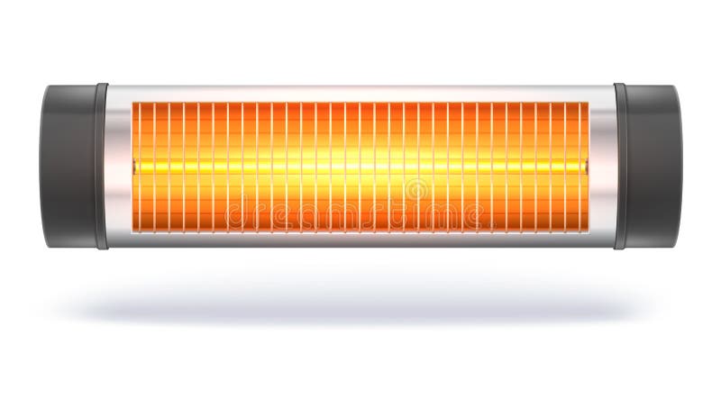 De verwarmer van het kwartshalogeen met de gloeiende lamp, binnenlandse straalkachel stock illustratie De verwarmer van het kwartshalogeen met de gloeiende lamp, binnenlandse straalkachel stock illustratie