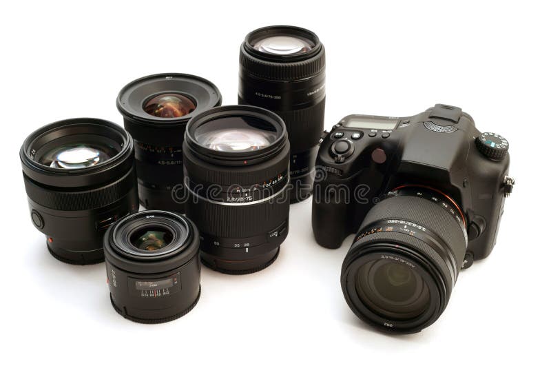 Digitale Camera met Verwisselbare Lenzen royalty-vrije stock foto's