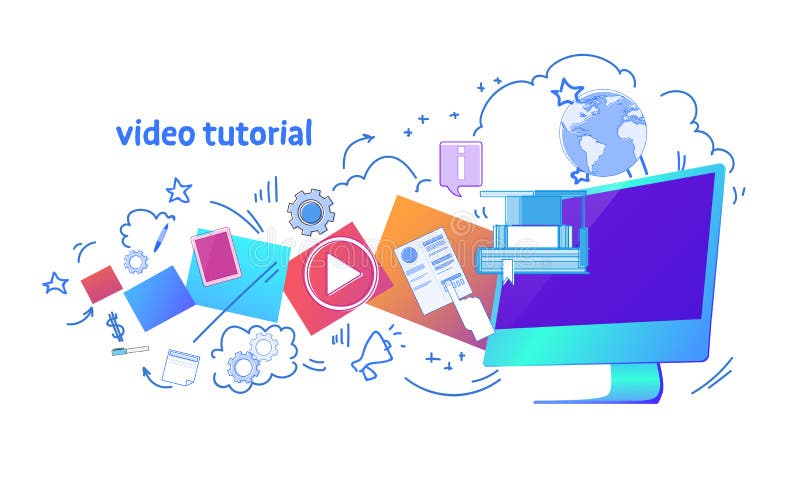 De video online het Web horizontale banner van een privé-leraar onderwijs van het bedrijfsconceptenmalplaatje isoleerde exemplaar royalty-vrije illustratie De video online het Web horizontale banner van een privé-leraar onderwijs van het bedrijfsconceptenmalplaatje isoleerde exemplaar royalty-vrije illustratie