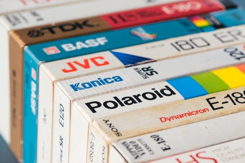 De videocassettes van VHS, retro videotechnologie stock foto's De videocassettes van VHS, retro videotechnologie stock foto's