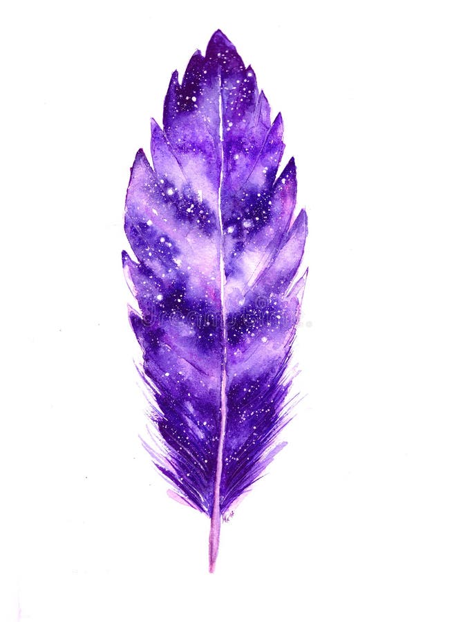 De violette veer van de waterverf abstracte melkweg vector illustratie De violette veer van de waterverf abstracte melkweg vector illustratie