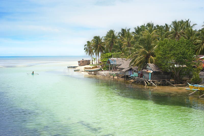 Filipijns vissersdorp stock afbeelding