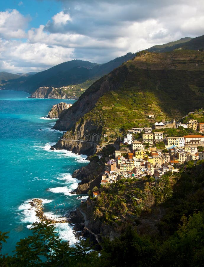 Vissersdorp Riomaggiore in Cinque Terre royalty-vrije stock fotografie