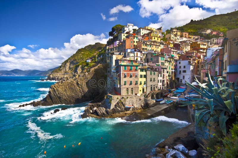 Vissersdorp Riomaggiore in Cinque Terre royalty-vrije stock fotografie
