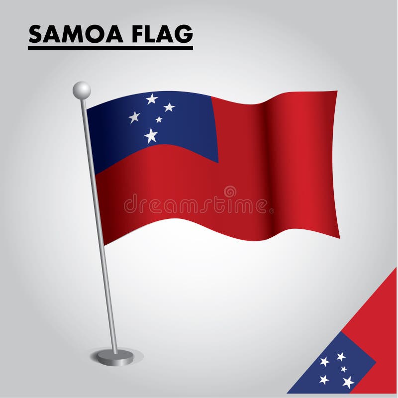 De vlag Nationale vlag van SAMOA van SAMOA op een pool vector illustratie De vlag Nationale vlag van SAMOA van SAMOA op een pool vector illustratie