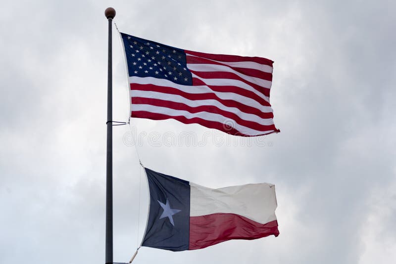 De Vlag van de Staat van de V.S. en van Texas
