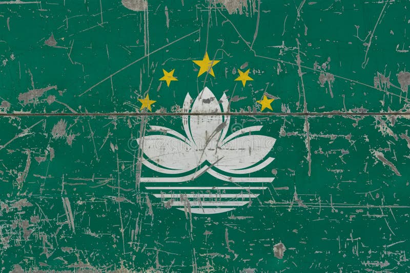 De vlag van Grungemacao op oude gekraste houten oppervlakte Nationale uitstekende achtergrond stock afbeelding De vlag van Grungemacao op oude gekraste houten oppervlakte Nationale uitstekende achtergrond stock afbeelding