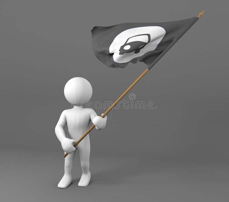 De vlag van het de autosymbool van de karakterholding vector illustratie De vlag van het de autosymbool van de karakterholding vector illustratie
