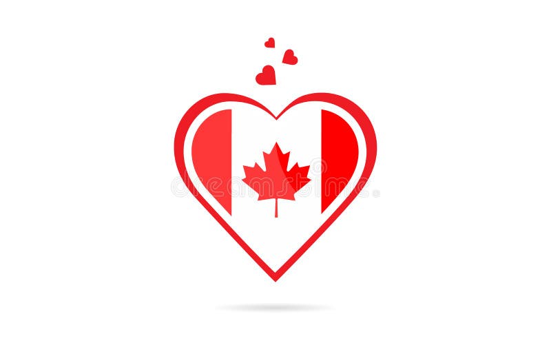 De vlag van het land van Canada binnen creatief het embleemontwerp van het liefdehart stock illustratie De vlag van het land van Canada binnen creatief het embleemontwerp van het liefdehart stock illustratie