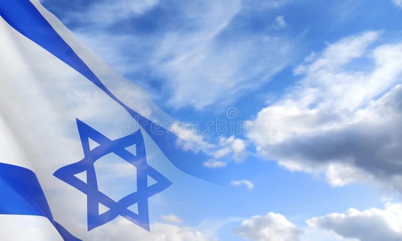 Israëlische vlag op een achtergrond van lucht royalty-vrije illustratie