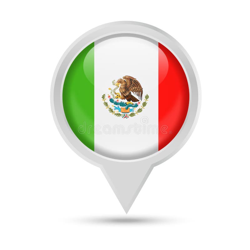 Vectoricoon van een ronde pin met de Mexicaanse vlag stock illustratie