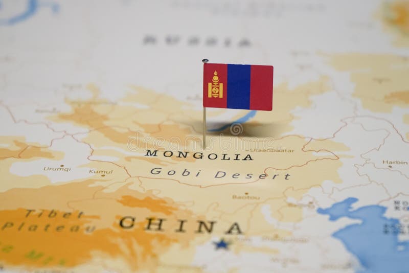 The Flag of mongolia in the world map. The Flag of mongolia in the world map.