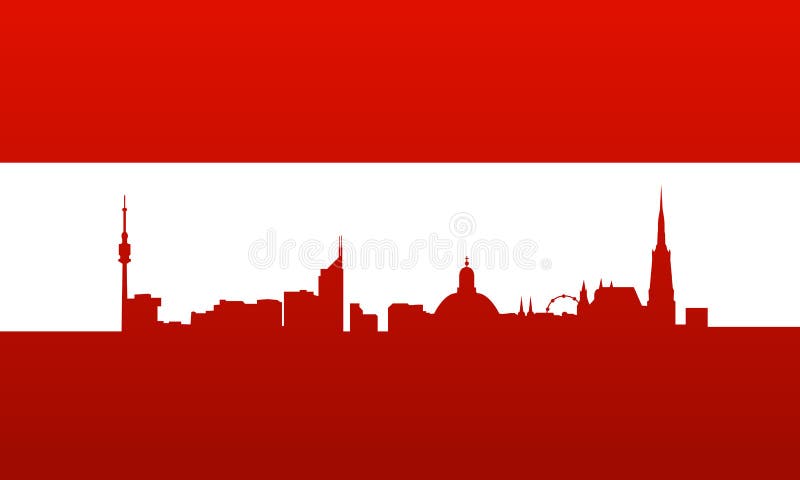 De vlag van Oostenrijk met Wenen silhouet vector illustratie De vlag van Oostenrijk met Wenen silhouet vector illustratie