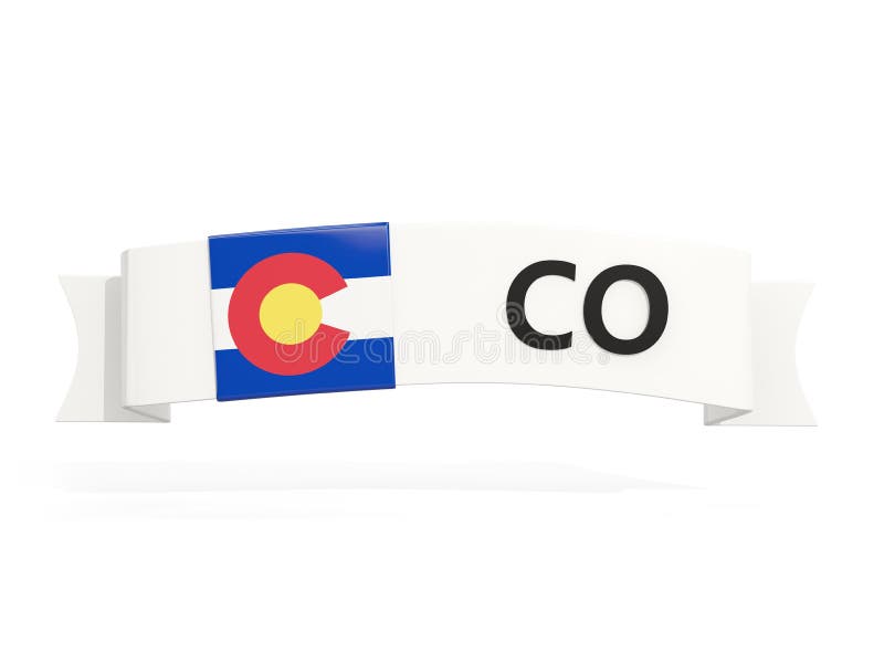 De vlag van de staat van Colorado op banner met post geïsoleerde afkorting
