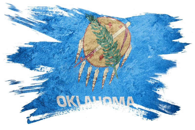De vlag van de staat van Grungeoklahoma De slag van de de vlagborstel van Oklahoma stock foto's De vlag van de staat van Grungeoklahoma De slag van de de vlagborstel van Oklahoma stock foto's