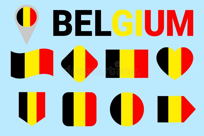 De Vlag Vectorreeks van België Verschillende geometrische vormen Vlakke stijl Belgische vlaggeninzameling Voor nationale sporten, stock illustratie De Vlag Vectorreeks van België Verschillende geometrische vormen Vlakke stijl Belgische vlaggeninzameling Voor nationale sporten, stock illustratie