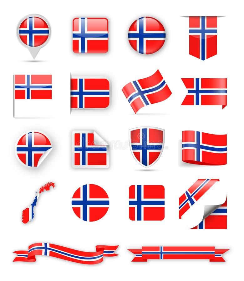 De Vlag Vectorreeks van Noorwegen royalty-vrije illustratie De Vlag Vectorreeks van Noorwegen royalty-vrije illustratie