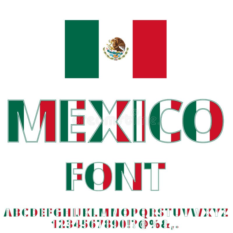 Mexico Vlag Lettertype stock illustratie