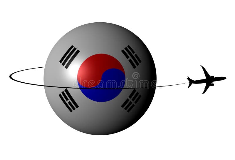 De vlaggebied van Zuid-Korea met vliegtuig en swoosh illustratie stock illustratie De vlaggebied van Zuid-Korea met vliegtuig en swoosh illustratie stock illustratie