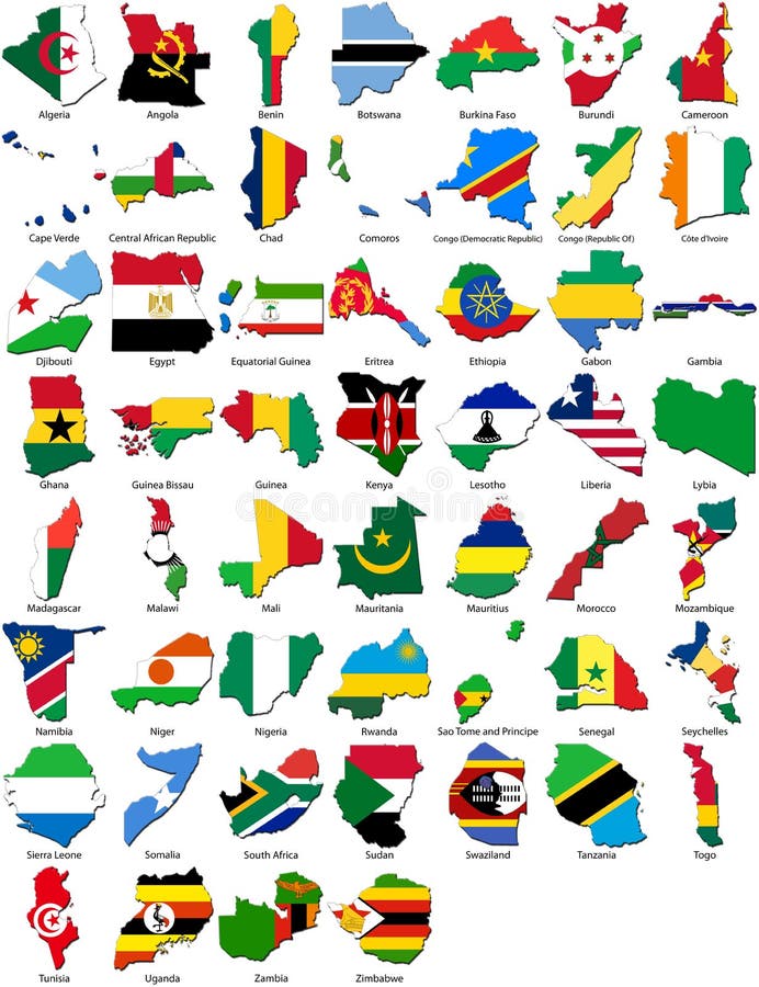 De vlaggen van de wereld - landgrens - de reeks van Afrika