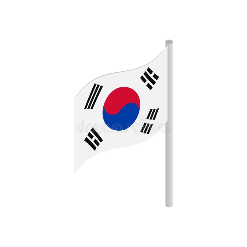 De vlagpictogram van Zuid-Korea, isometrische 3d stijl royalty-vrije illustratie De vlagpictogram van Zuid-Korea, isometrische 3d stijl royalty-vrije illustratie