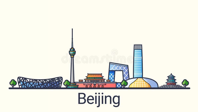 De vlakke banner van lijnpeking stock illustratie De vlakke banner van lijnpeking stock illustratie