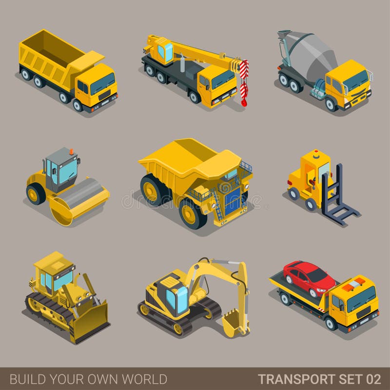 De vlakke 3d isometrische reeks van het het vervoerpictogram van de stadsbouw stock illustratie De vlakke 3d isometrische reeks van het het vervoerpictogram van de stadsbouw stock illustratie