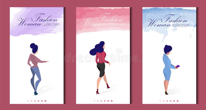 De vlakke Kleding van de de Vrouweninzameling van de Banner Vastgestelde Manier royalty-vrije illustratie De vlakke Kleding van de de Vrouweninzameling van de Banner Vastgestelde Manier royalty-vrije illustratie