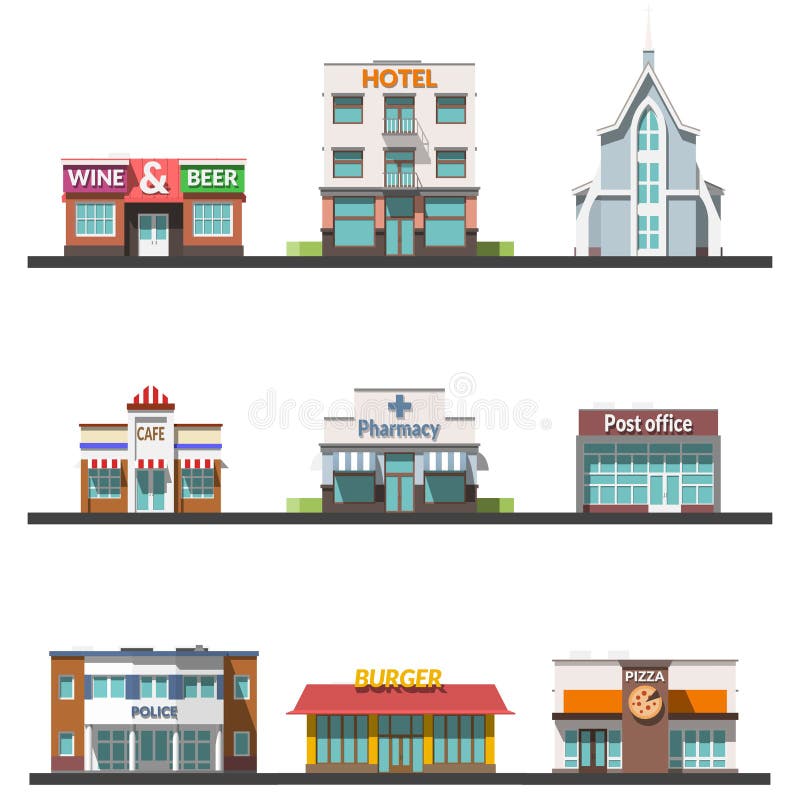De vlakke vectorillustratie van het ontwerp stedelijke landschap stock illustratie De vlakke vectorillustratie van het ontwerp stedelijke landschap stock illustratie
