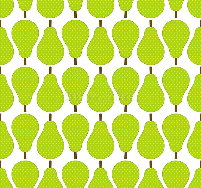 De vlakke vruchten van stijl groene peren in rijen naadloos patroon, vector royalty-vrije illustratie De vlakke vruchten van stijl groene peren in rijen naadloos patroon, vector royalty-vrije illustratie