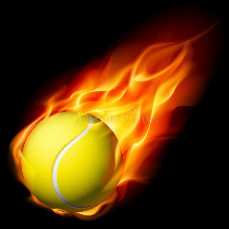 Flaming Tennis Ball. Illustration on white background for design. Flaming Tennis Ball. Illustration on white background for design